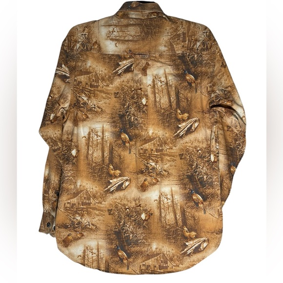 RedHead Button down shirt Mens Medium Wild Turkey Woods Outdoor Fall Autumn AOP - Picture 2 of 7